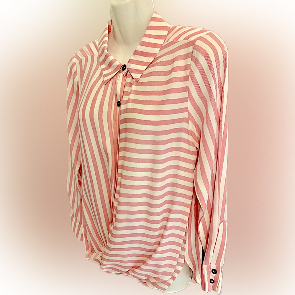 Vacate the Label pink white Striped Blouse Top Women’s XS 0-2 Summer Career